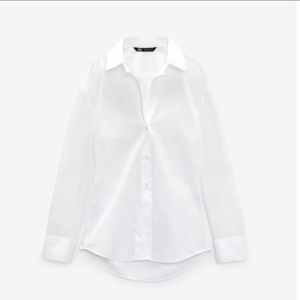Zara fitted white popling shirt